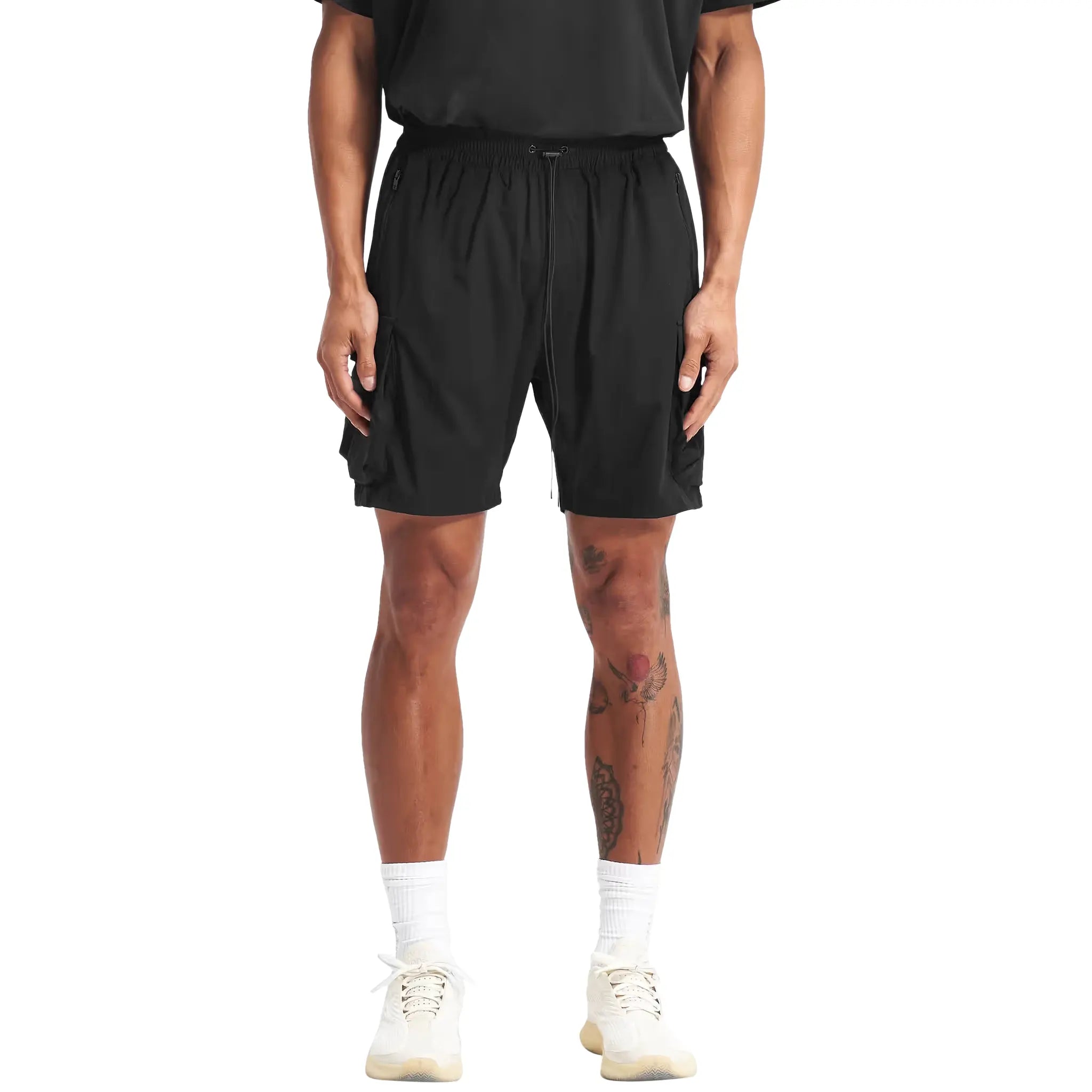 Model view of Represent 247 Black Shorts M09048-01